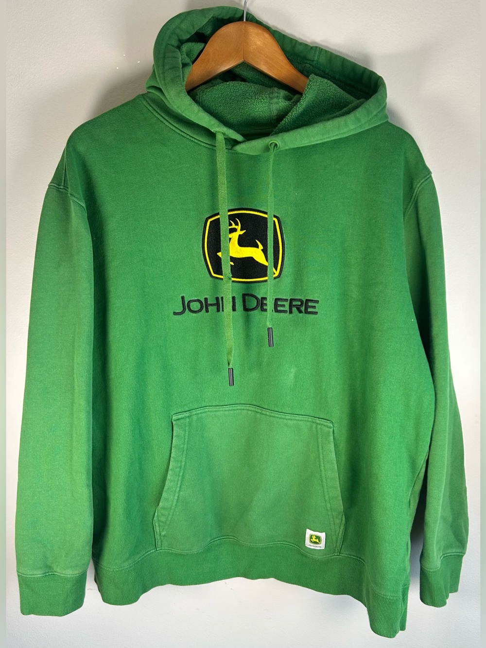 John Deere Mens Hoodie Sweater Sz XL Pullover Green Logo Athletic Outdoor Casual